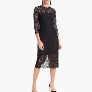 J.Crew K4429 Long Sleeve Lace Sheath Dress Bow Tie Black Size 00